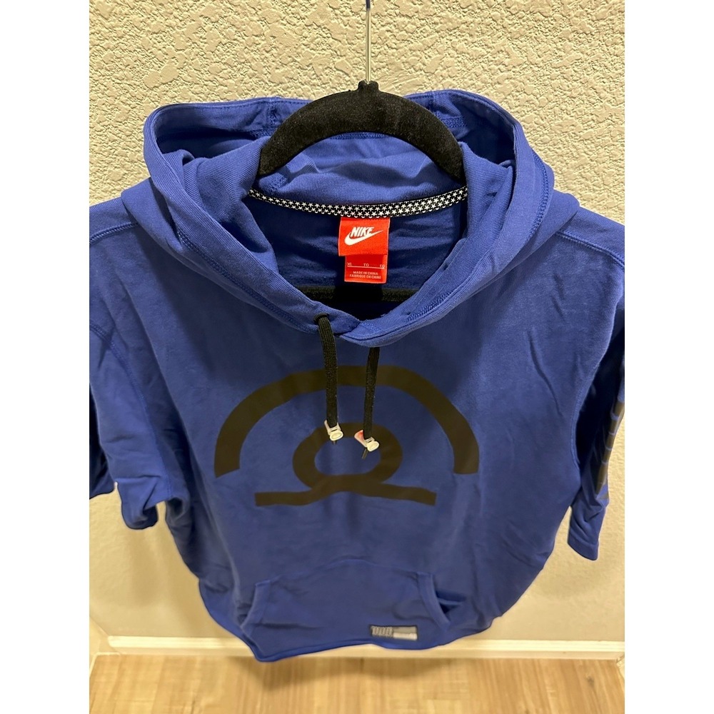 Nike Blue Pullover Hoodie XL Men's Short Sleeve Graphic Print Drawstring Pockets